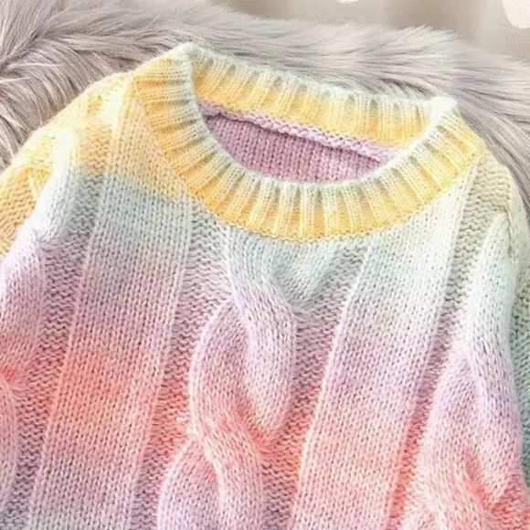Ombre Rainbow Knit Sweater - Picture 2 of 4